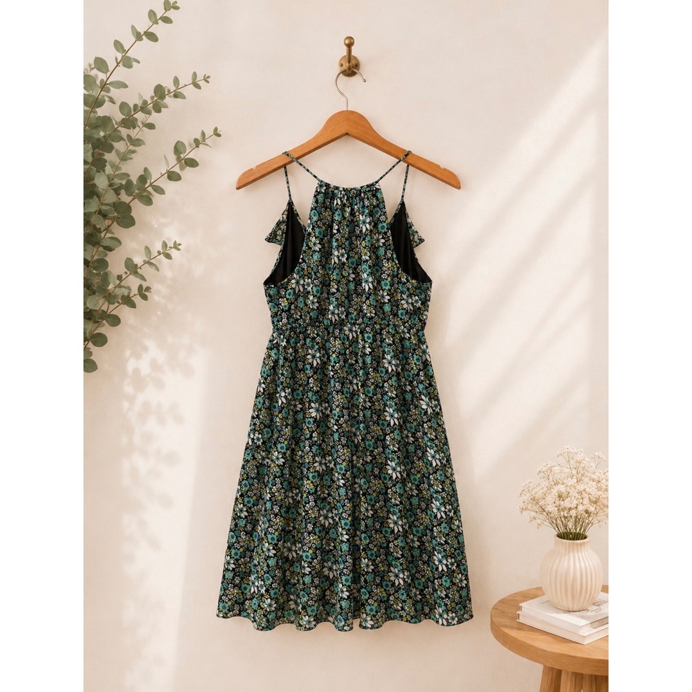 Jodi Kristopher Floral Ruffle Front Racerback Dress Size 3/4 - Picture 3 of 3